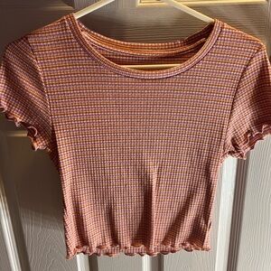 american eagle orange and pink top